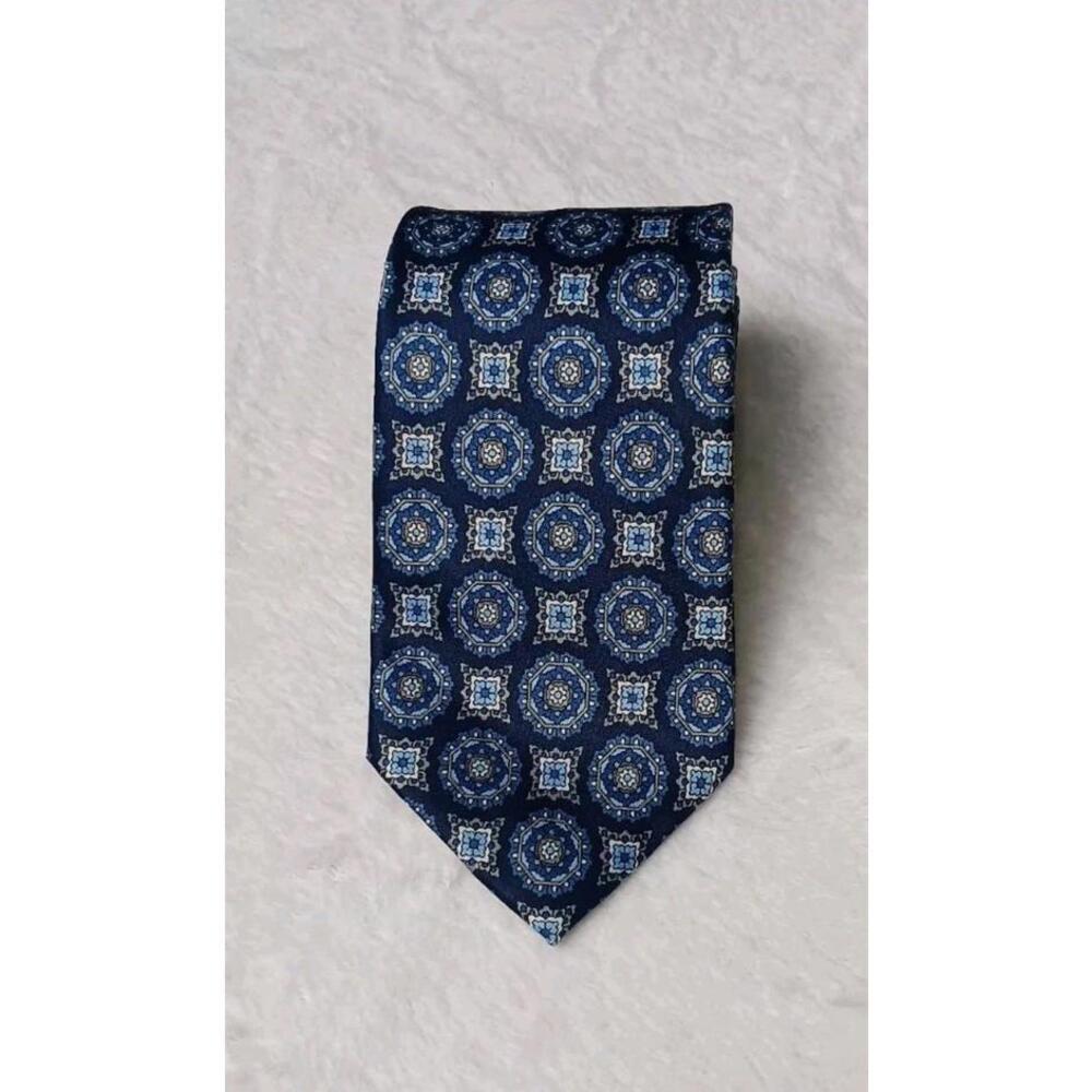 Vintage Pierre Cardin Mens Neck Tie Blue Mandelas Geometrical